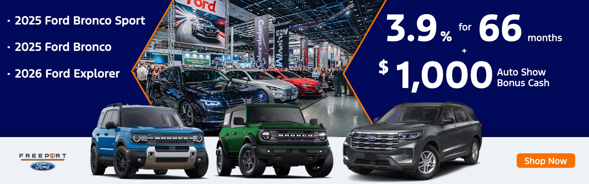 3.9% for 66 months + $1,000 Auto Show Bonus Cash